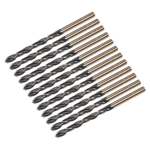 Vista 42 de uxcell Brocas Jobber de 0.118 in (0,118 pulgadas) de nitruro negro y oro recubierto de titanio M2 de alta velocidad (HSS) Brocas helicoidales