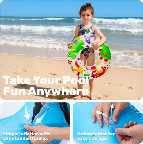 Vista 4 de JOYIN Paquete de 3 flotadores de piscina, tubo de piscina para niños anillos de natación tubos inflables, tubos de animales marinos de unicornio