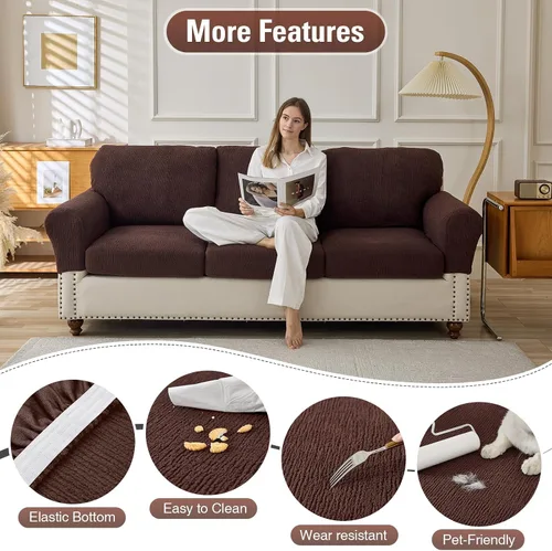 Vista 3 de Fundas de Cojines para Sofá Fundas para Sofás Seccionales Elásticas Lavables Suaves Fundas de Cojines de Asiento Protector de Muebles Fundas