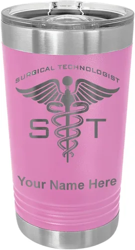 Vista 7 de LaserGram Vaso de pinta aislado al vacío de 16 onzas, ST Surgical Technologist, grabado personalizado incluido (negro)