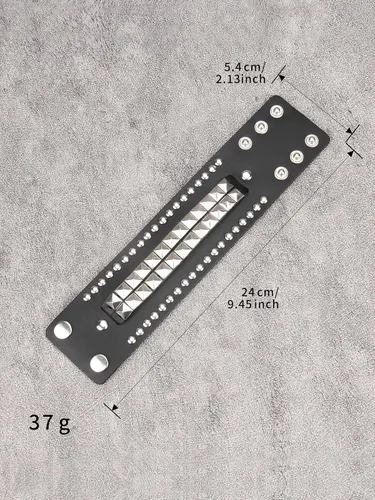 Vista 6 de Jeilwiy Pulseras de cuero punk para hombres, pulseras hechas a mano, brazalete ancho, joyería trenzada, color negro y marrón, ajustable, regalos