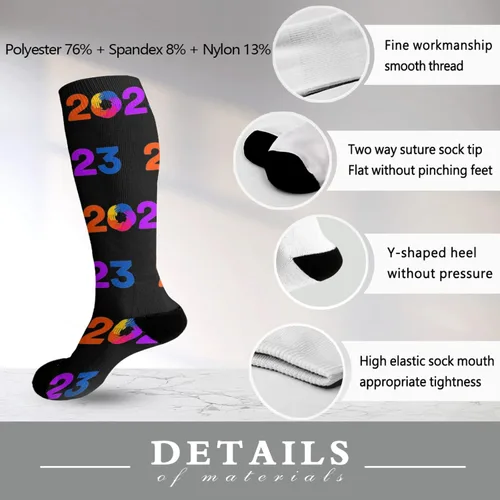 Vista 6 de devor Athletic Socks Knee Socks Women Cotton Crew Sock Humor new year 2023 colorful Sock