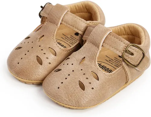 Vista 6 de SOFMUO Zapatos deportivos de cuero con cordones para bebés, niños y niñas, suela de goma suave, mocasines Oxford para recién nacidos