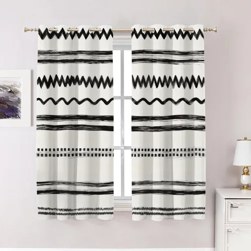 Vista 85 de Cortinas opacas de poliéster multicapa para cafetería, con diseño de diamantes, 2 unidades, 26 x 24 pulgadas