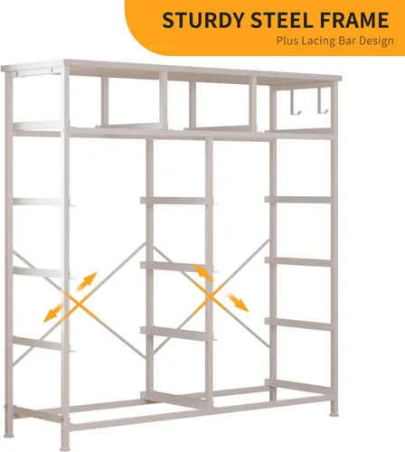Vista 34 de Cómoda de almacenamiento de tela con 11 cajones para organización del dormitorio, cómoda con estantes profundos, bolsillos laterales y ganchos, Negro