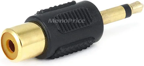 Vista 2 de Monoprice 107146 Adaptador de conector mono de 0.138 in a conector RCA, chapado en oro, negro