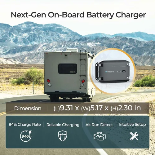 Vista 6 de Renogy - Cargador DC a DC 12V 20A - Cargador multietapa para baterías LiFePO4, AGM, Gel, inundadas Cargador de batería para coche, RV, marina