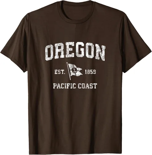 Vista 8 de Oregon Vintage barco ancla bandera diseño de West Coast Retro Tee, hombre S, Arándano