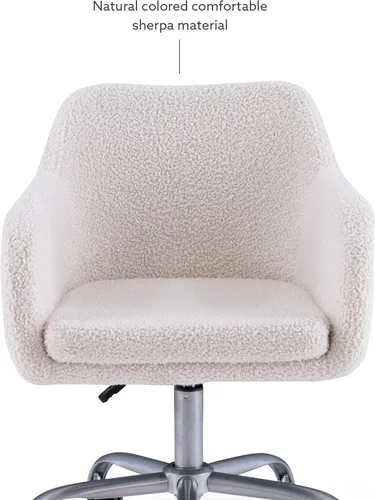 Vista 13 de Linon Home Decor Products Linon Brooklyn Sherpa - Silla de oficina, color marfil