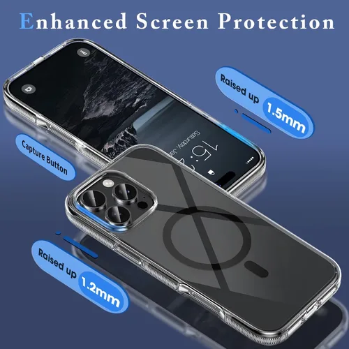 Vista 5 de MILPROX Compatible con iPhone 16 Pro Funda – con protector de pantalla – Compatible con MagSafe – Diseño magnético claro transparente – Que no se