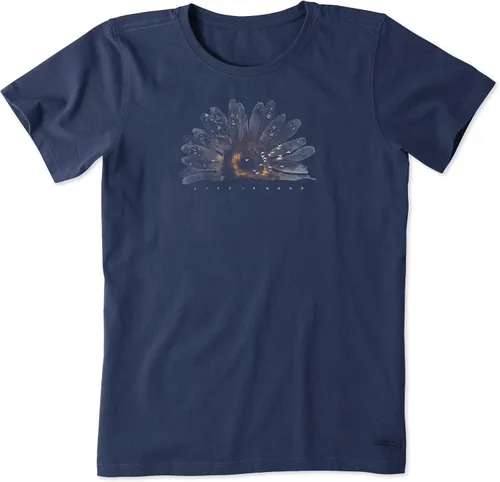 Vista 7 de Life is Good Womens Crusher Graphic T-Shirt Watercolor Daisy Birds Blanco nube