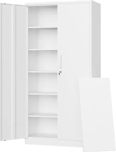 Vista 14 de Letaya Armario de almacenamiento de metal de 71 pulgadas de alto con 2 puertas y 4 estantes, armarios altos de despensa de cocina, organizadores