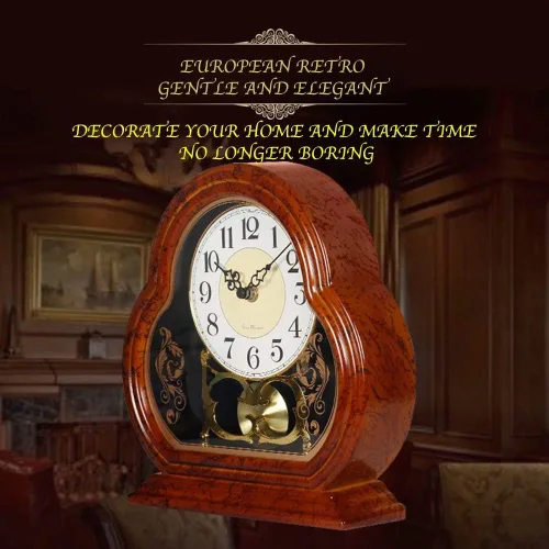 Vista 2 de Reloj de mesa retro de 10 pulgadas, silencioso, adecuado para sala de estar, números arábigos, fácil de leer