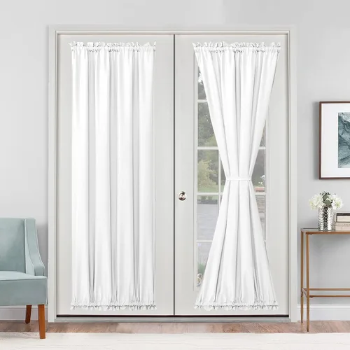 Vista 34 de Cortinas para puerta francesa, color aguamarina, 24 pulgadas de ancho x 40 pulgadas de largo, 1 panel Bolsillo para barra, semitransparente