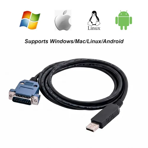 Vista 2 de Cable adaptador serie FT232RL USB a DB15 de 6 pies para servounidades YOKOGAWA