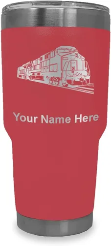 Vista 40 de LaserGram Vaso aislado al vacío de 20 onzas, tren de carga, grabado personalizado incluido (negro)
