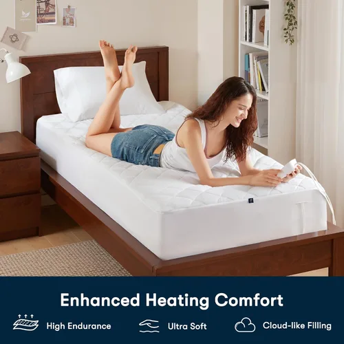 Vista 2 de Serta Protector de Colchón Calefactado Multi-Zona – Controlador Individual para Calor Personalizado de Cuerpo y Pies, 10 Configuraciones de Calor