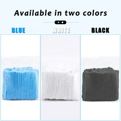 Vista 5 de Gorras desechables Bouffant, 100 unidades, 21 pulgadas, red de pelo elástico para servicio de alimentos, cubierta de cabeza para dormir (negro)