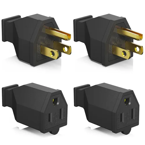 Vista 16 de ELEGRP Conector de Cuchilla Recta, Conector de Repuesto de Extremos de Cable de Extensión, 15 Amperios, 125 Voltios, NEMA 5-15P, Conector de Negro