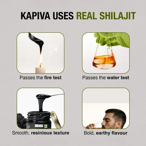 Vista 6 de Kapiva Resina Shilajit del Himalaya 100% pura, de alta potencia para hombres y mujeres, 40 porciones de 500 mg 80+ minerales traza, hasta un 70%