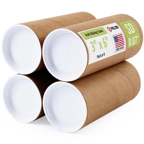 Vista 15 de Tubo de cartón reforzado de 2 x 18 pulgadas, paquete de 4 tubos con 8 tapas, seguro aprobado por USPS, ideal para envío y almacenamiento