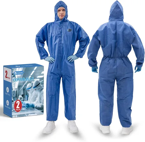 Vista 7 de Vicogard Monos Protectores Desechables Coveralls, Cremallera Frontal Cintura Elástica y Puños en Tobillos, Traje de Aislamiento SMS con Capucha