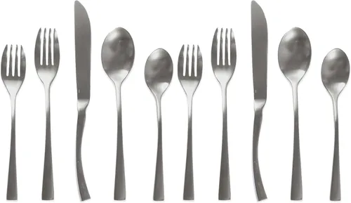 Vista 7 de Knork Cubertería curva de acero inoxidable 18/0 (juego de 20), plata brillante