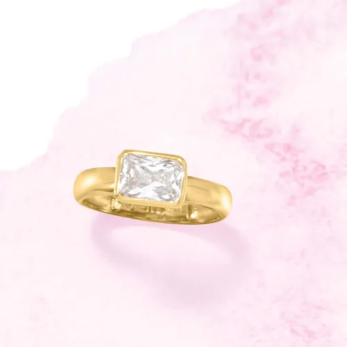 Vista 4 de Ross-Simons Anillo CZ de 1.70 quilates en oro amarillo de 14 quilates