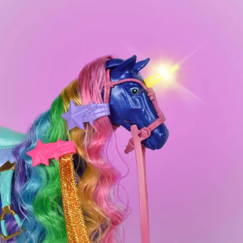 Vista 4 de Sunny Days Entertainment Glam-R-Ranch Midnight Rainbow - Unicornio brillante arcoíris con accesorios