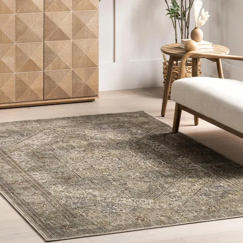 Vista 8 de nuLOOM Carol - Alfombra tradicional de medallón, 12 x 15 pies, color beige