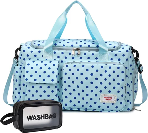 Vista 51 de Bolsa de Gimnasio Pequeña para Mujer, Bolsa de Lona de Viaje, Bolsa de Fin de Semana con Compartimento para Zapatos rosado