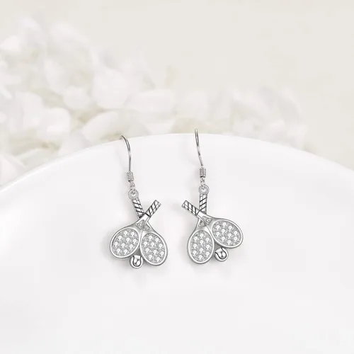 Vista 2 de YAFEINI Golf Hockey Tennis Baseball Lacrosse Stick Earrings Gifts Sterling Silver Golf Hockey Club And Ball Lacrosse Stick Dangle Earrings