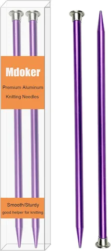Vista 11 de Mdoker Agujas de tejer de aluminio de 13.8 pulgadas, aguja de tejer para suéter de metal recto de un solo punto de color para proyectos de tejer