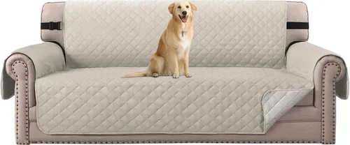 Vista 29 de H.VERSAILTEX Funda de sofá resistente al agua para sofá de 3 cojines, reversible, protector de muebles acolchado con correa elástica, funda de sofá