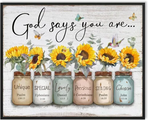 Vista 10 de Dios Dice Que Eres Arte de Pared: Arte de Pared con Versículo Bíblico Cristiano Inspiracional, Escritura Religiosa, Regalos de Aliento para Mujeres