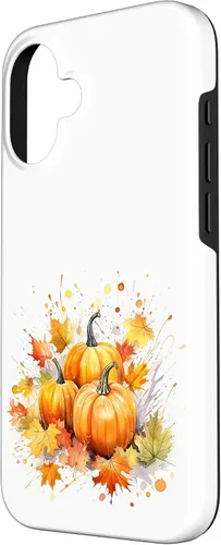 Vista 2 de Pumpkin Autumn Falling Leaves Fall Thanksgiving Case for iPhone 16