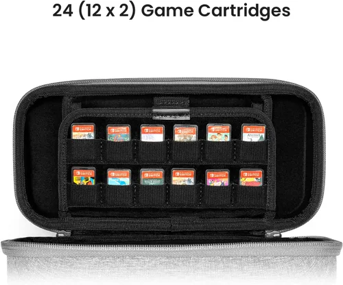 Vista 6 de tomtoc Funda de transporte para Nintendo SwitchOLED funda de viaje grande con bolsillo para controlador Pro agarre Joy-con o adaptador de CA funda