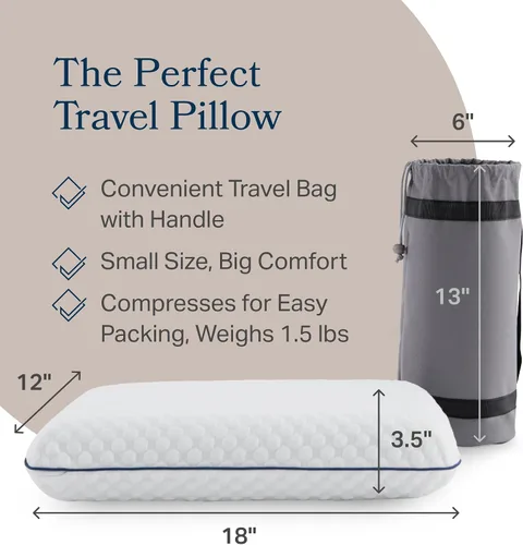 Vista 30 de WEEKENDER Almohada de espuma viscoelástica de gel, tamaño estándar, sensación firme media, soporte para cuello y hombros, para dormir de lado
