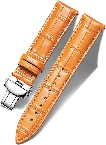 Vista 25 de BINLUN Leather Watch Strap, Quick Release Genuine Leather Replacement Watch Band with Butterfly Deployment Buckle for Men and Women, 12mm-24mm Blanco