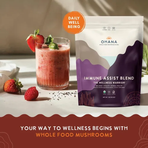 Vista 9 de Ohana Immune Assist Blend, polvo orgánico de hongos integrales USDA, mezcla de 8 hongos cultivados en Estados Unidos, ideal para energía, inmunidad