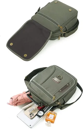 Vista 5 de Bolso de mano para hombre, bolso de hombro pequeño de lona, bolso de mensajero, bolsa de viaje, bolsa de trabajo para hombre