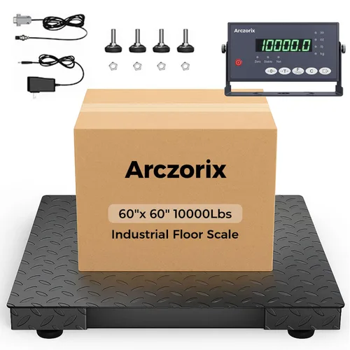 Vista 7 de Báscula de piso industrial de 24 x 24 pulgadas, 2500 libras, báscula de palet de precisión con indicador digital, báscula de pesaje resistente