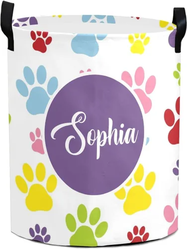 Vista 7 de Cesta de lavandería personalizada con texto y nombre, impermeable, para dormitorio, sala de estar, cesta de almacenamiento