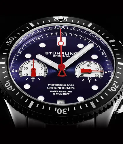 Vista 2 de Stuhrling Original Reloj deportivo para hombre con cronógrafo de acero inoxidable