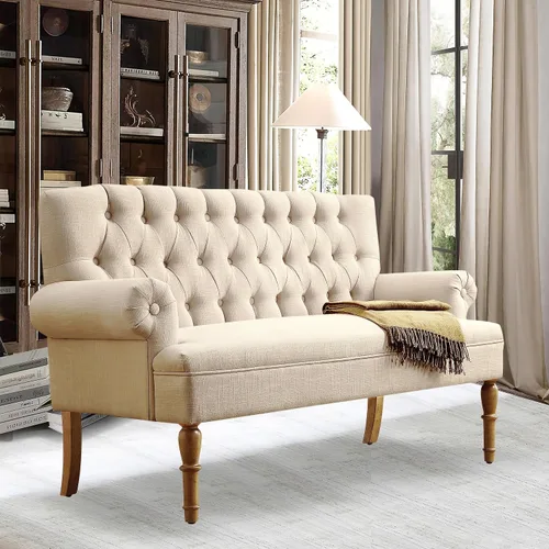 Vista 10 de Rosevera Drennan Loveseat - Sofá para sala de estar, lino, color ceniza Fresno