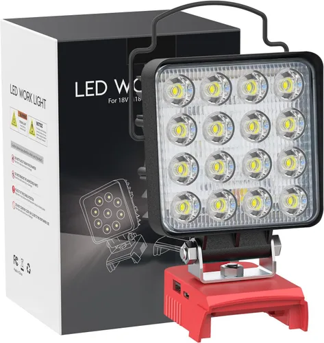 Vista 12 de LIVOWALNY Luces de Trabajo LED Compatibles con Batería Milwaukee de 18V, 100W 10000LM Luz de Inundación de 7" Portátil con Puerto de Carga USB