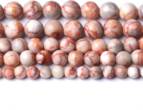Vista 14 de 36 piezas de cuentas sueltas de espacio de jade de epidoto verde y rojo natural de 10 mm, cuentas redondas para hacer joyas DIY, collares, pulseras