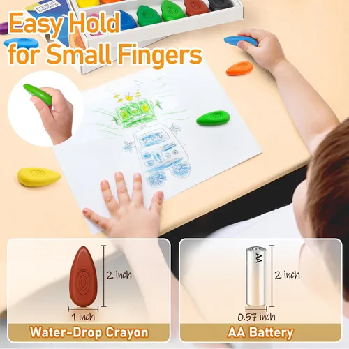 Vista 6 de Four Candies Crayones para niños de 12 colores, no tóxicos, lavables, para niños pequeños de 1 a 3, irrompible y fácil agarre en forma de gota
