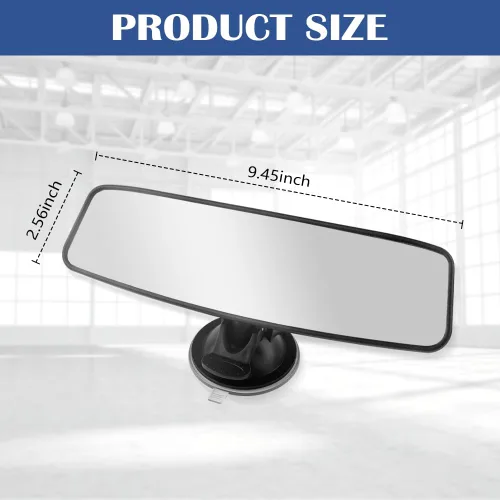 Vista 2 de Espejo retrovisor con ventosa para automóvil, espejo de coche gran angular HD con diseño antideslumbrante y ajustable de 360°, multifuncional