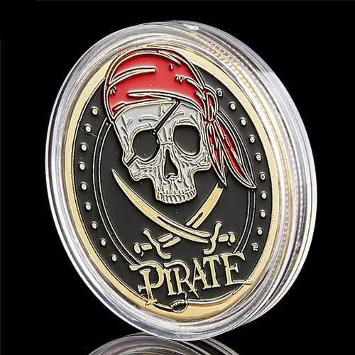 Vista 5 de Joygulls Treasure Island Bay Moneda Cráneo Barco Pirata Challenge Coin